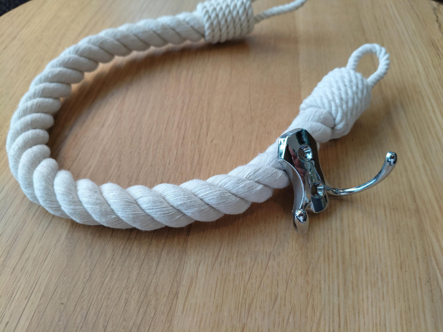 Modern White Rope Toilet Paper Holder - Double Metal Hook