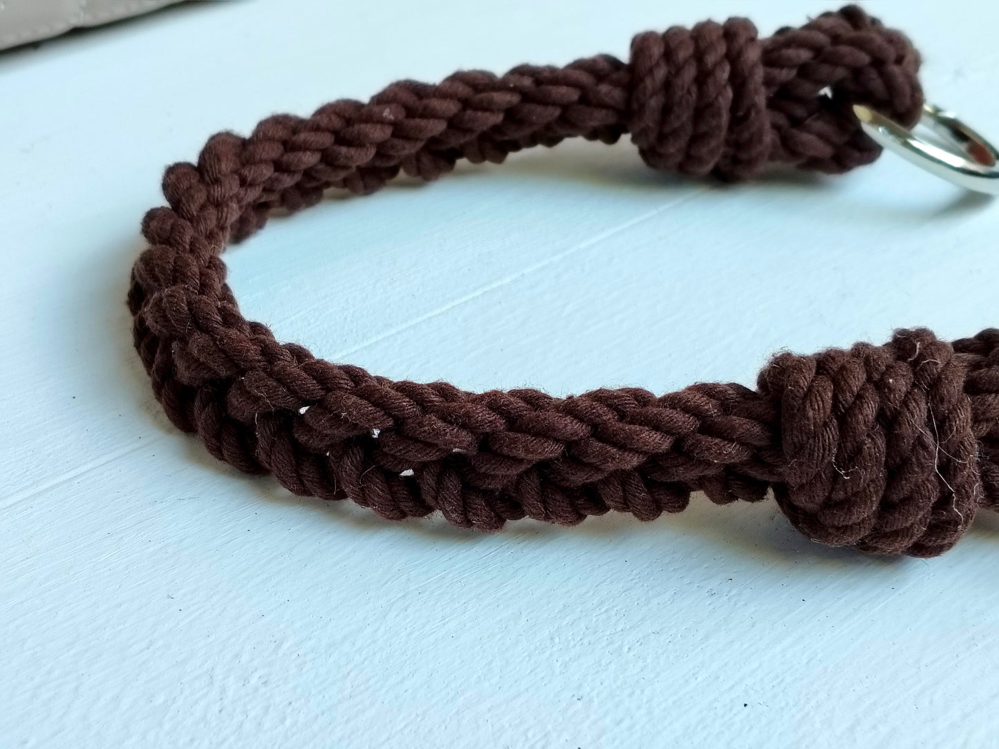 Brown Cotton Rope Bag Handle with Metal Rings