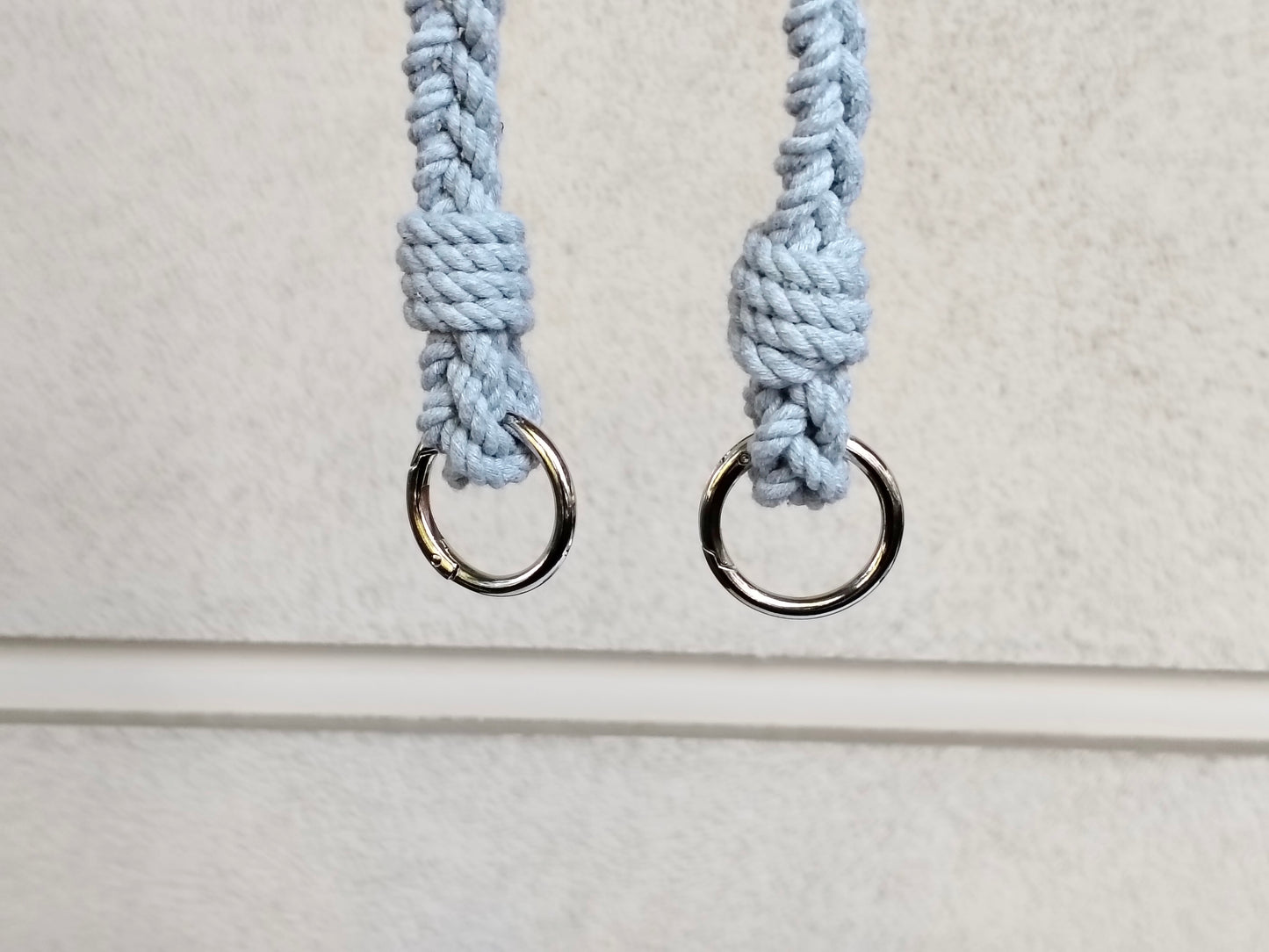 Light Blue Cotton Rope Bag Handle with Metal Rings