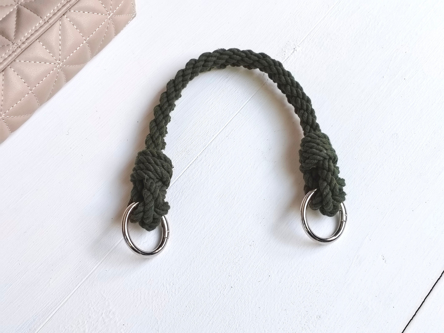 Black Cotton Rope Bag Handle with Metal Rings