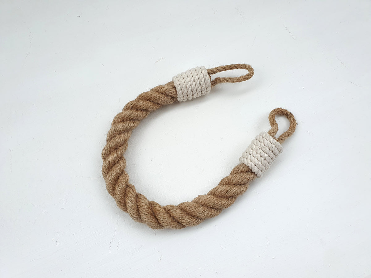 Jute & White Cotton Rope Curtain Tieback
