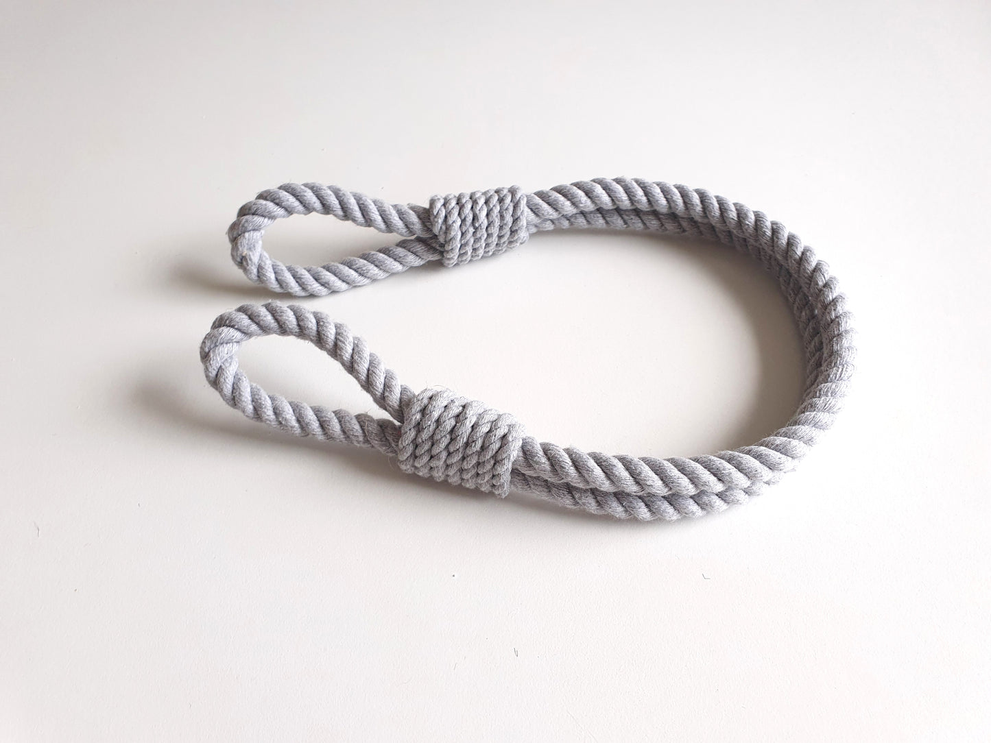 Grey Cotton Rope Curtain Tieback - Extra Thick Twisted