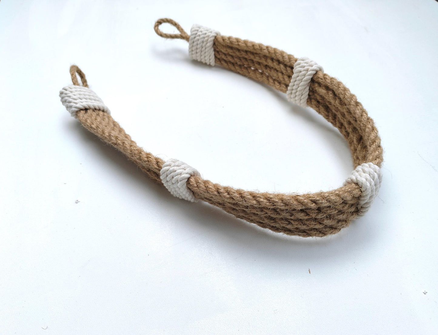 Curtain Tie Backs - Handmade Jute Curtain Holdback with White Wrap