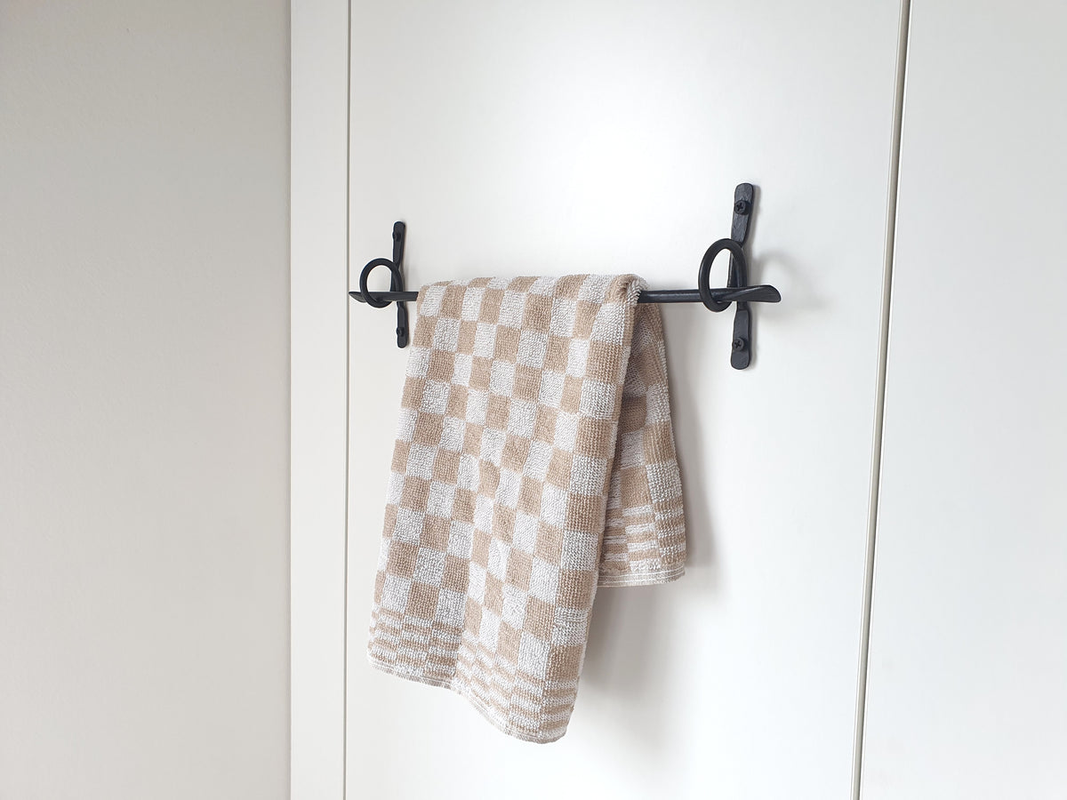 Hand Forged Black Towel Holder, Wrought Iron Wall Mounted Towel Rack, Handmade Rustic Bathroom Towel Hanger