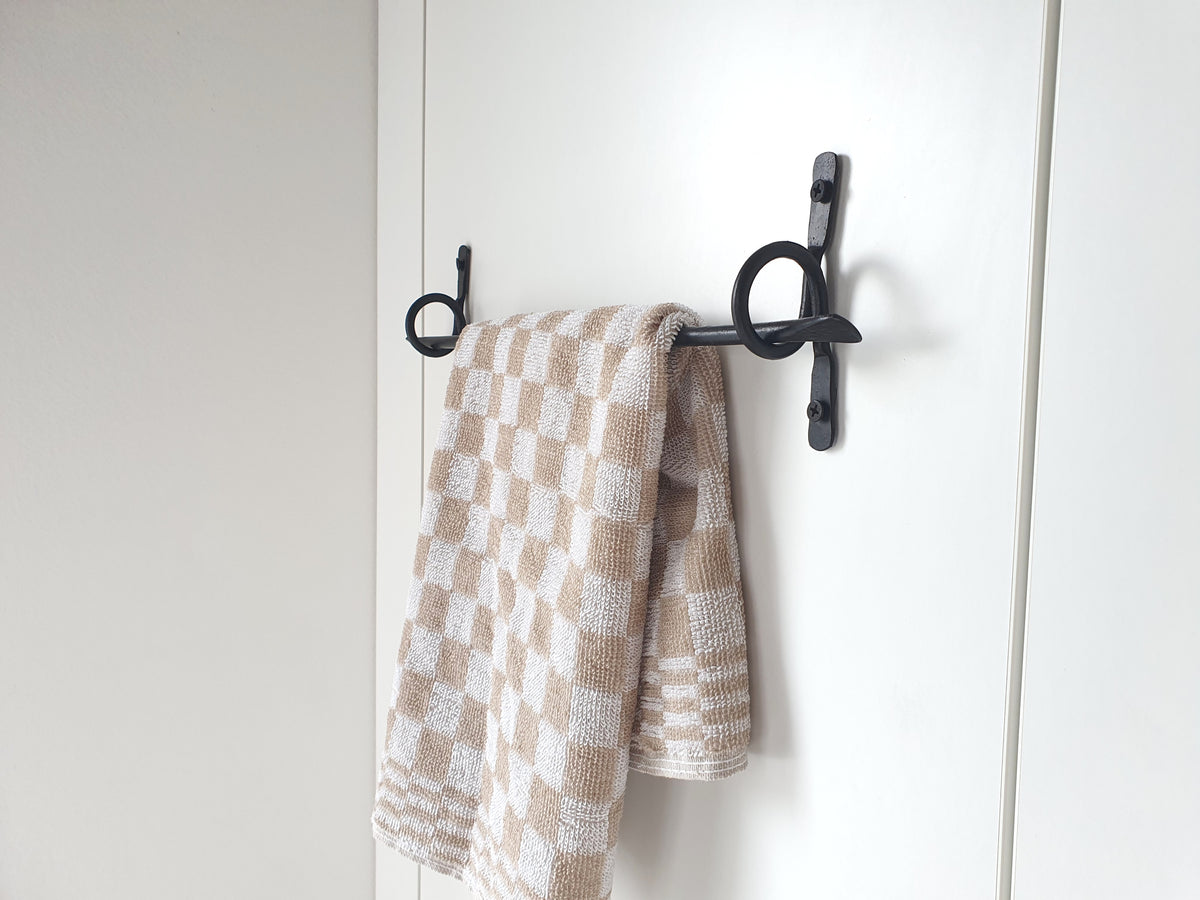 Hand Forged Black Towel Holder, Wrought Iron Wall Mounted Towel Rack, Handmade Rustic Bathroom Towel Hanger