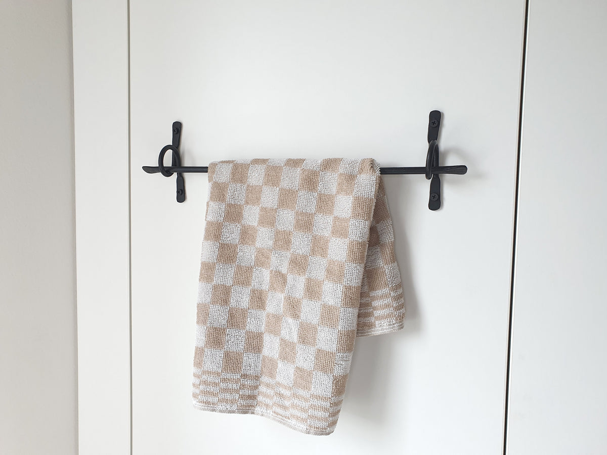 Hand Forged Black Towel Holder, Wrought Iron Wall Mounted Towel Rack, Handmade Rustic Bathroom Towel Hanger