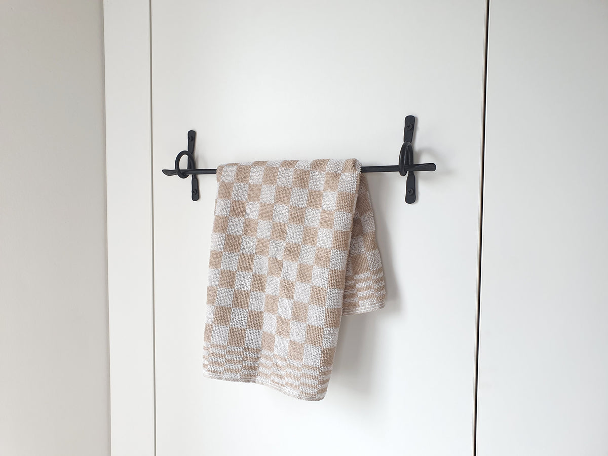Hand Forged Black Towel Holder, Wrought Iron Wall Mounted Towel Rack, Handmade Rustic Bathroom Towel Hanger