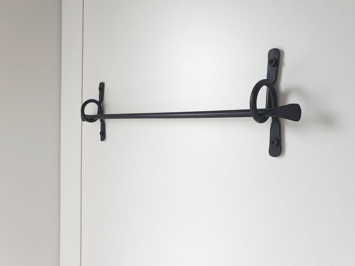 Hand Forged Black Towel Holder, Wrought Iron Wall Mounted Towel Rack, Handmade Rustic Bathroom Towel Hanger