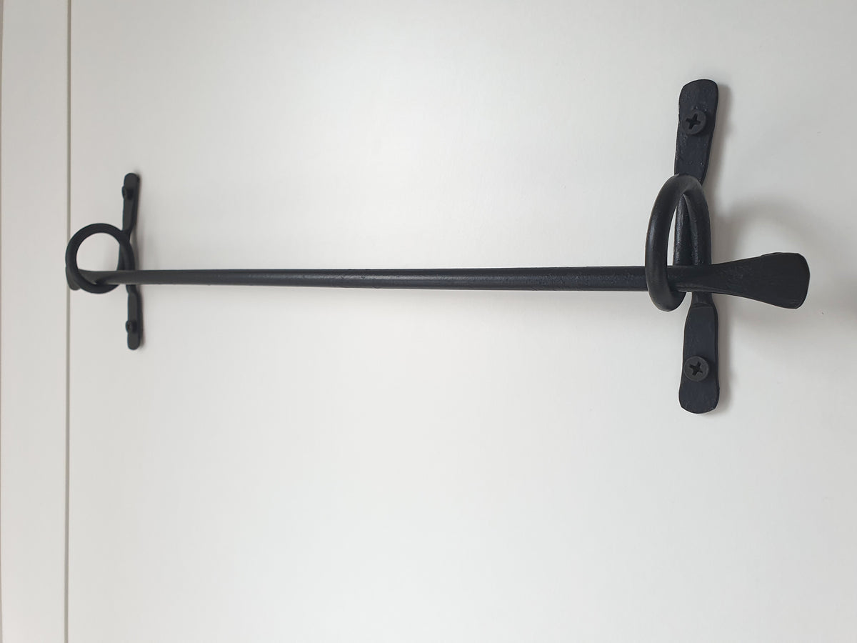 Hand Forged Black Towel Holder, Wrought Iron Wall Mounted Towel Rack, Handmade Rustic Bathroom Towel Hanger
