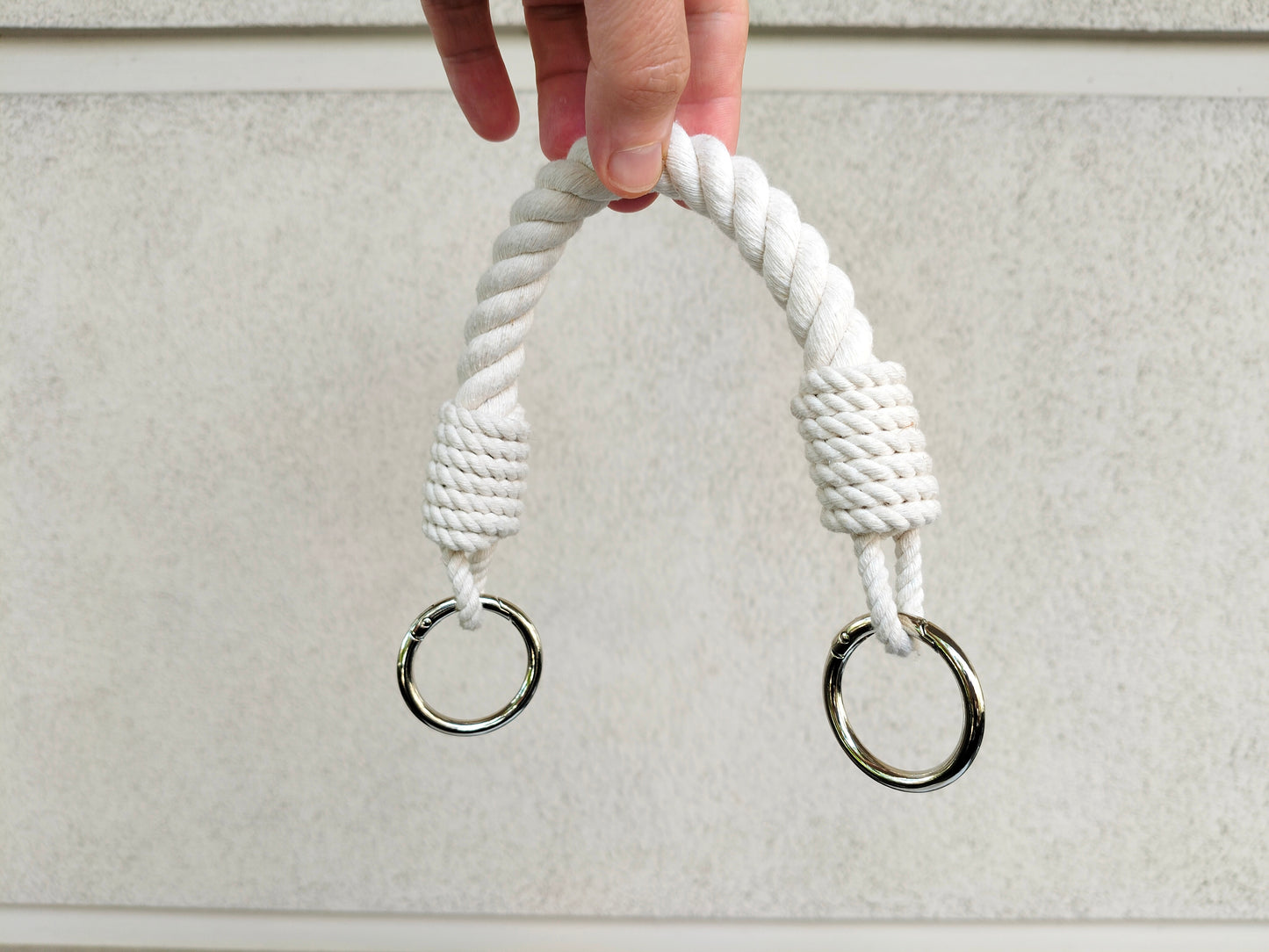 White Cotton Rope Bag Handle with Metal Rings