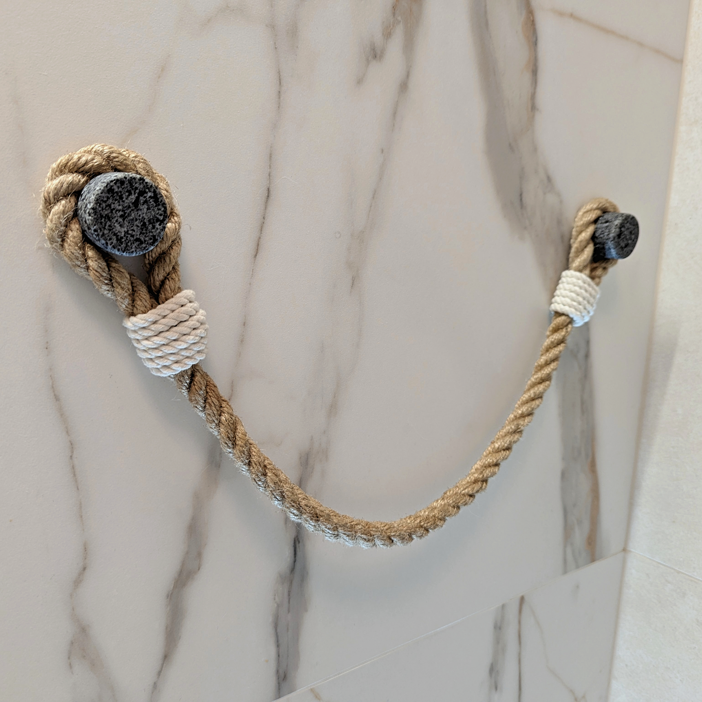 Towel holder modern eco cotton and jute rope