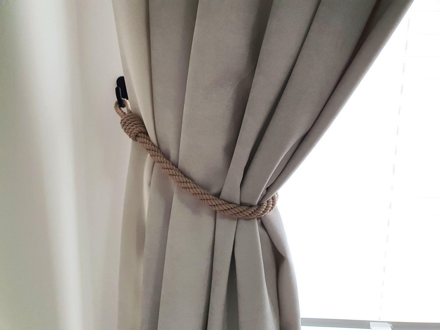 Thin Cotton Rope Curtain Tieback - Twisted Natural Holdback Minimalist Decor