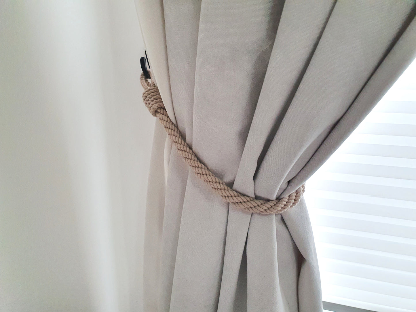 Thin Cotton Rope Curtain Tieback - Twisted Natural Holdback Minimalist Decor