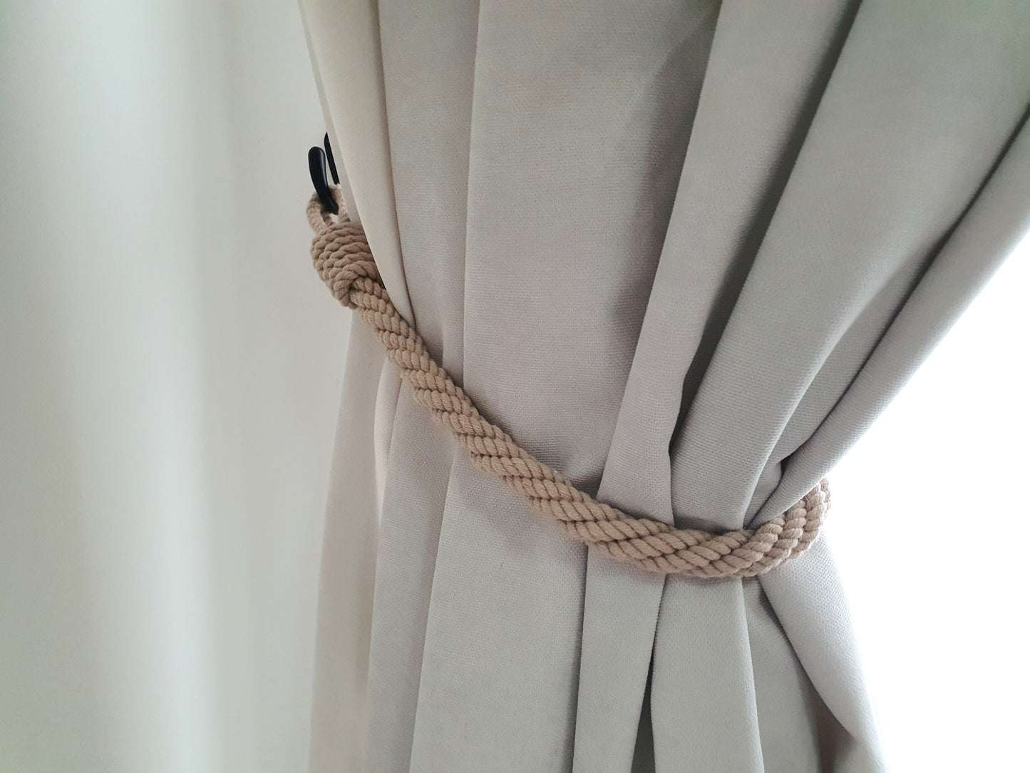 Thin Cotton Rope Curtain Tieback - Twisted Natural Holdback Minimalist Decor