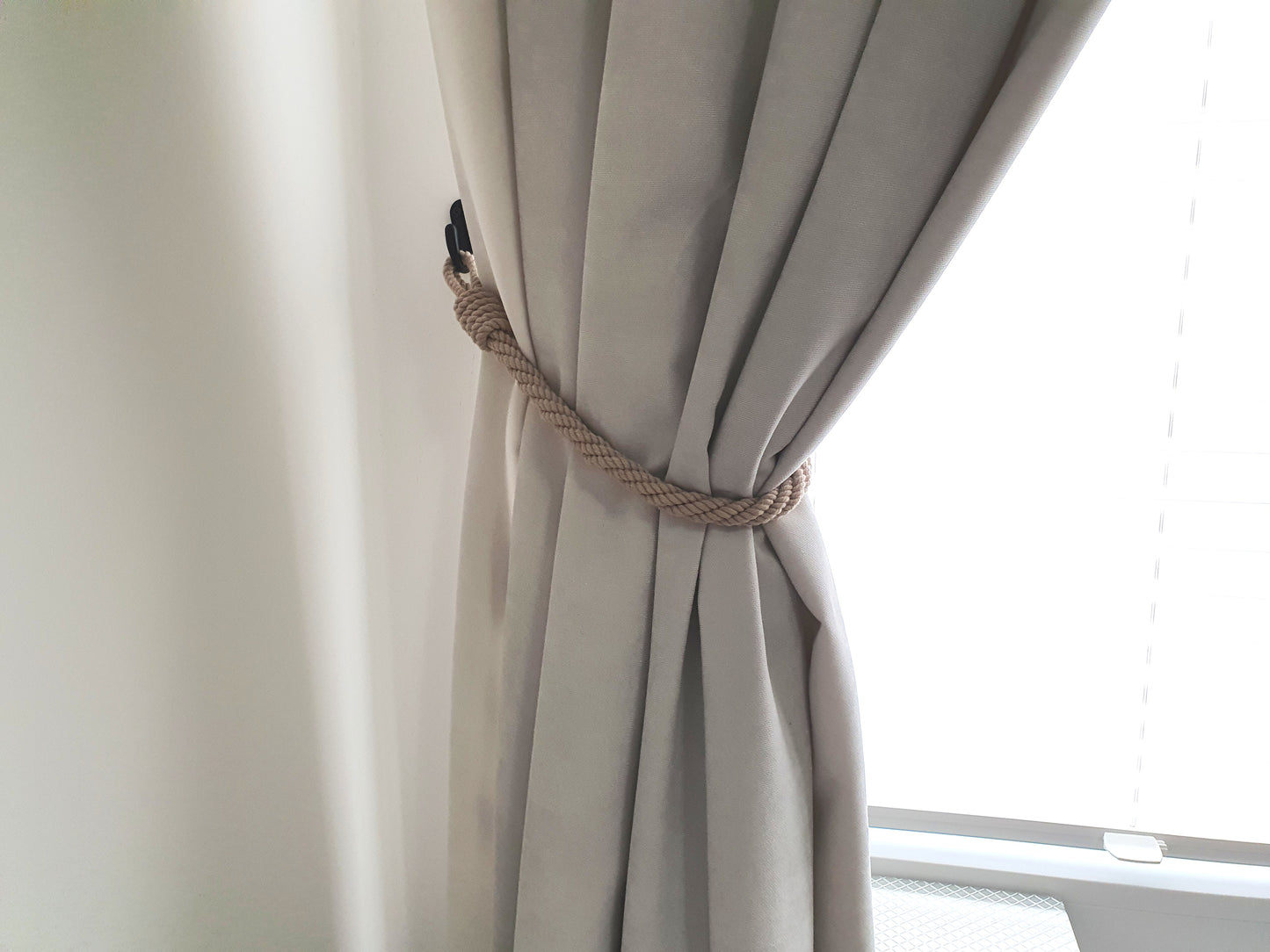 Thin Cotton Rope Curtain Tieback - Twisted Natural Holdback Minimalist Decor