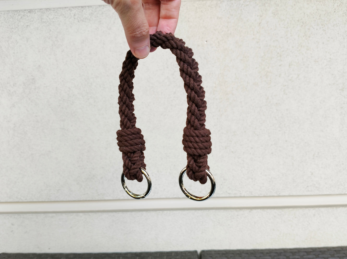 Brown Cotton Rope Bag Handle with Metal Rings