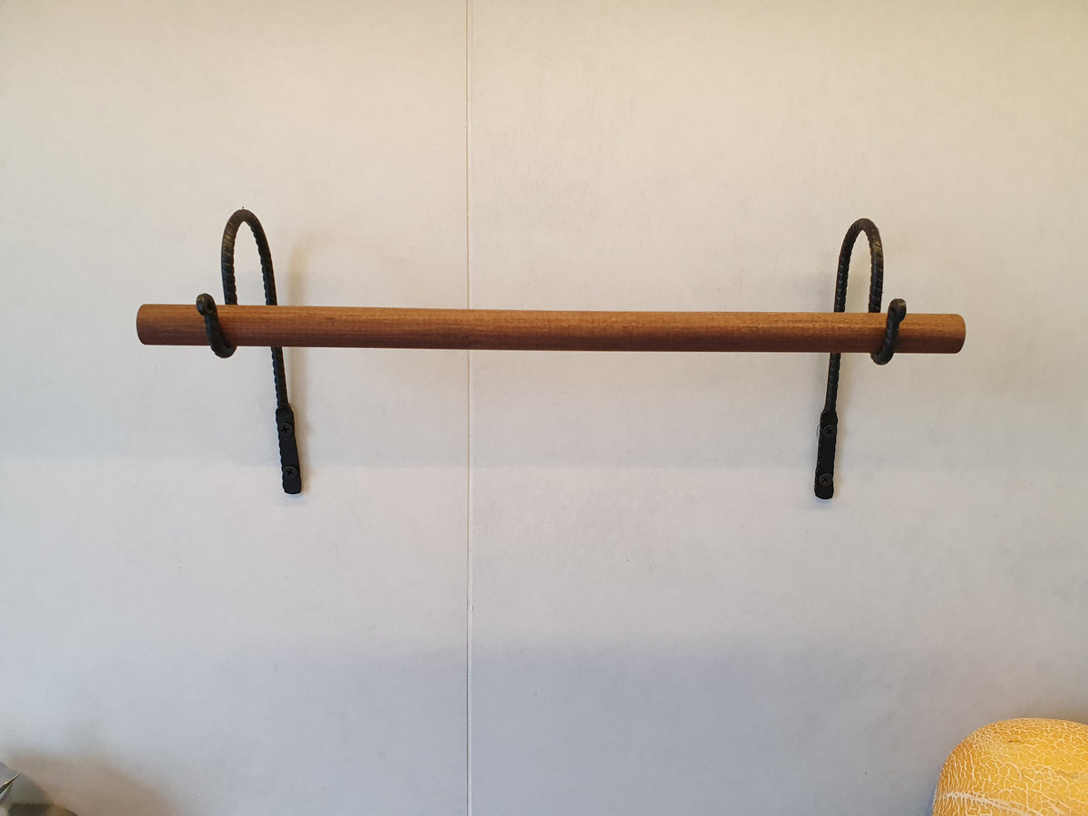 Paper Towel Holder | Forged Black Iron & Wood Dowel | Wall Mounted Kitchen Roll Holder