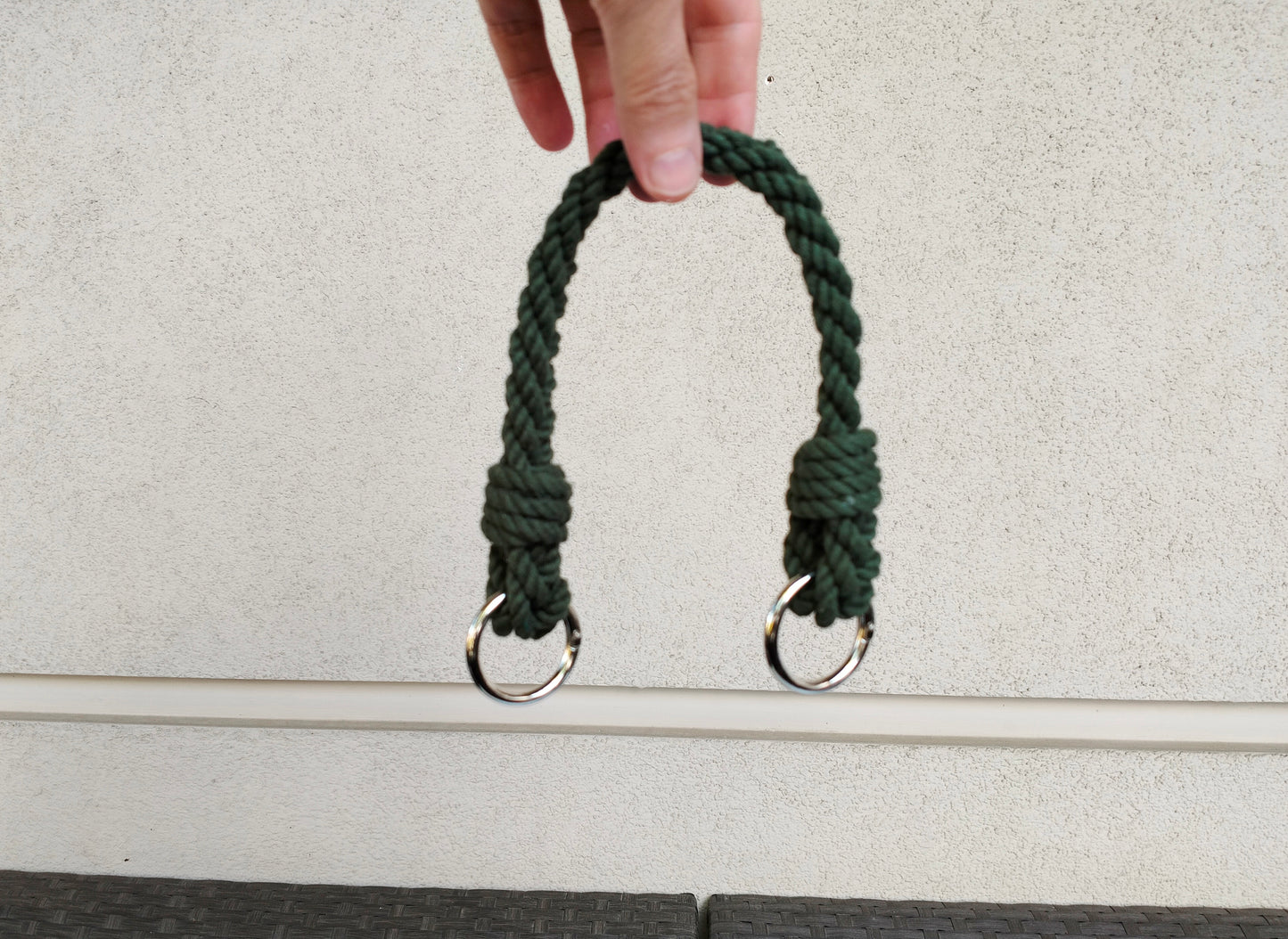 Black Cotton Rope Bag Handle with Metal Rings