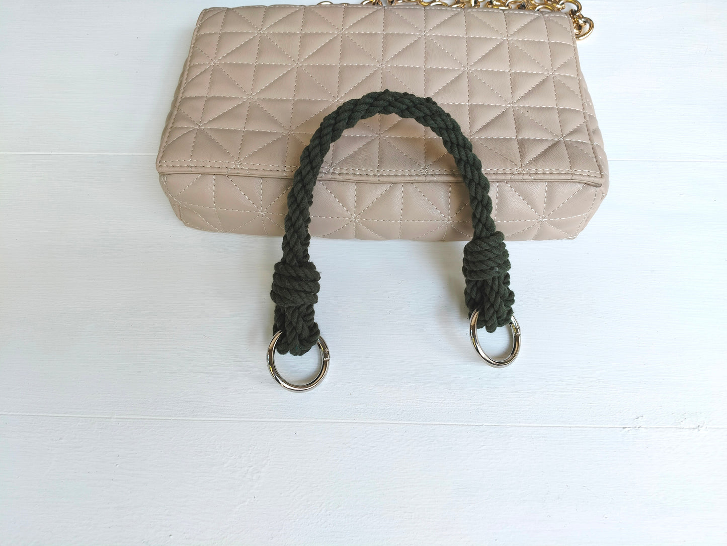 Black Cotton Rope Bag Handle with Metal Rings