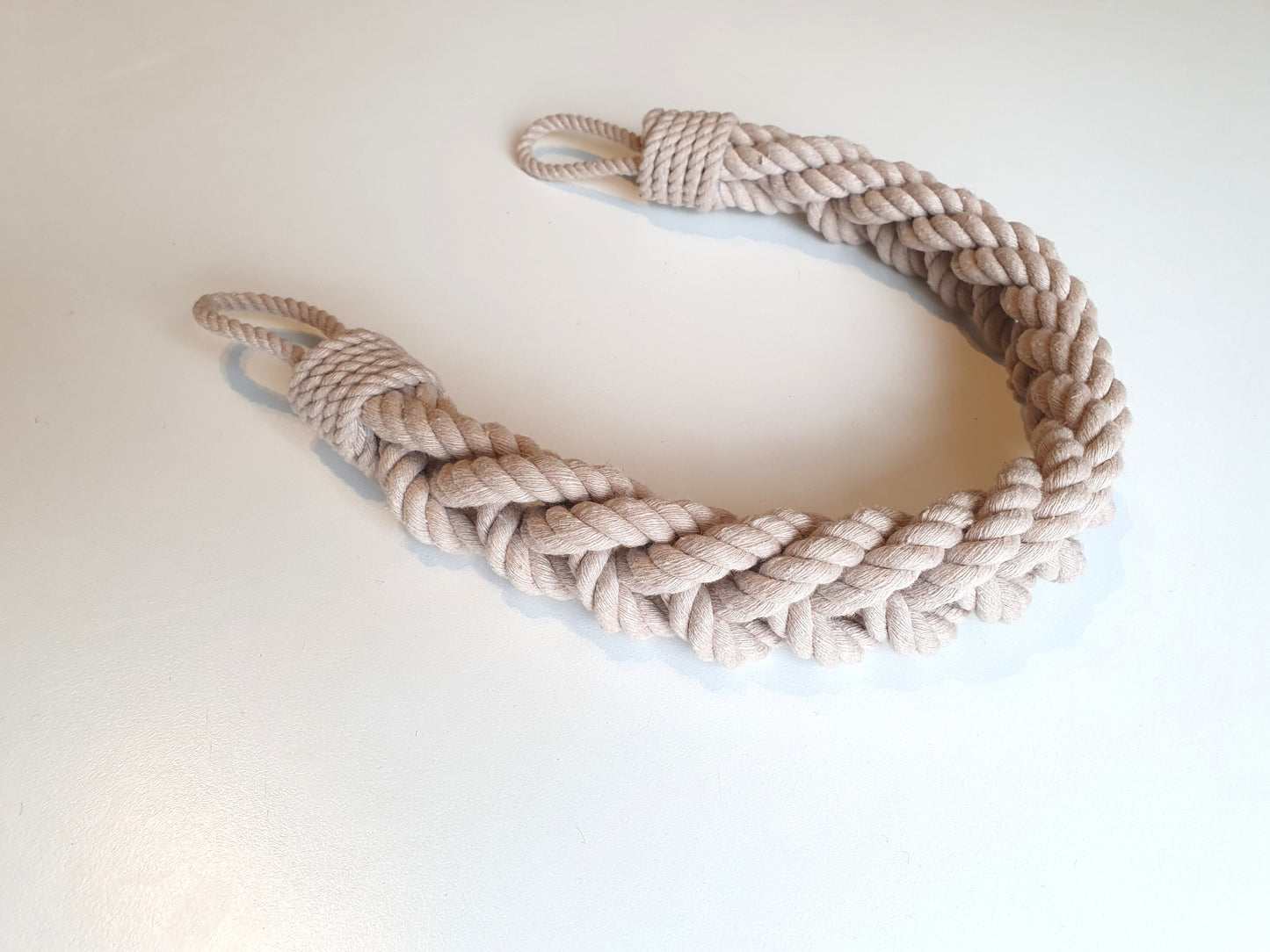 Double Cotton Rope Curtain Tieback - Chunky Twisted Holdback Natural Boho Decor
