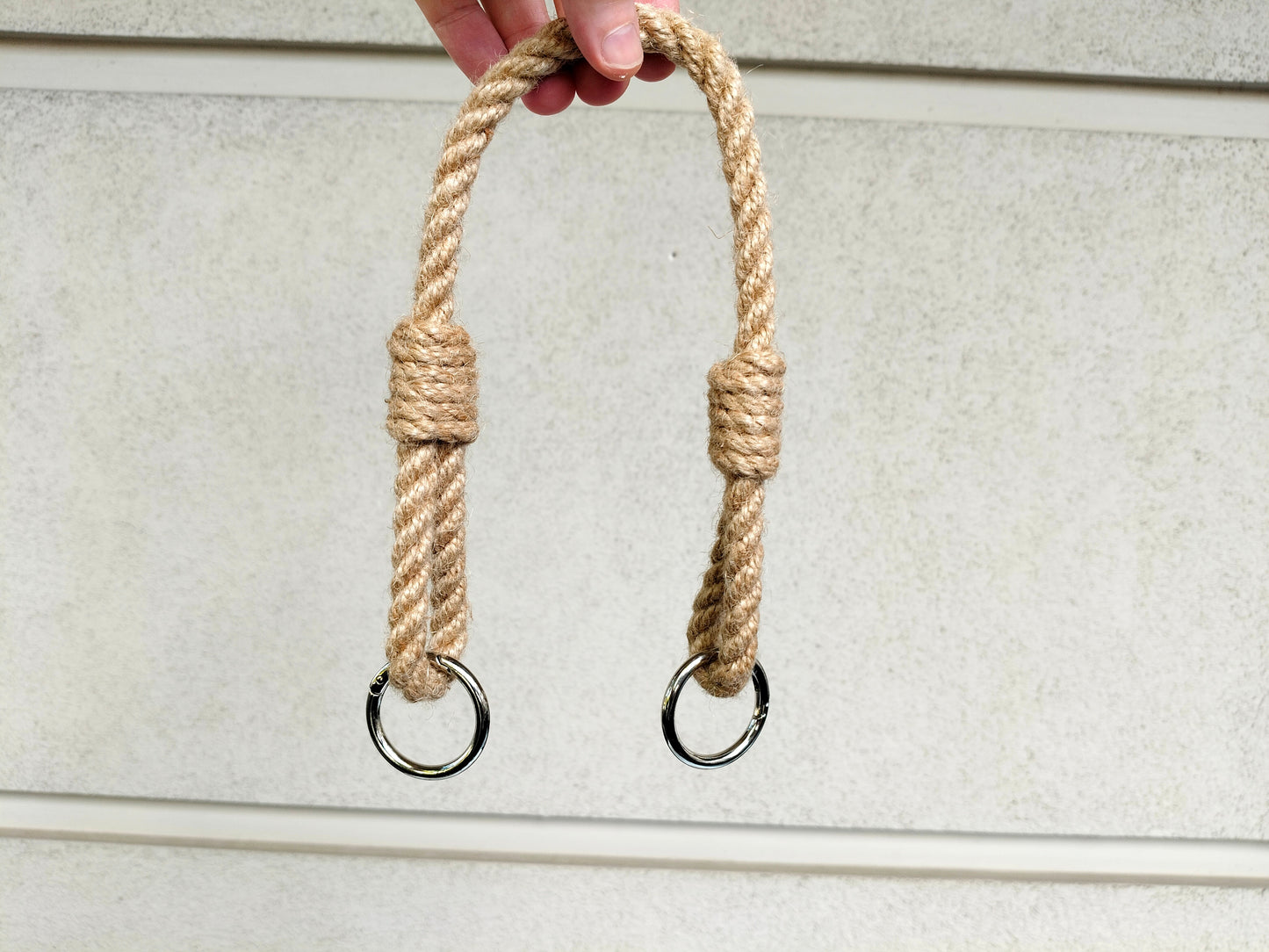 Natural Jute Rope Bag Handle with Metal Rings
