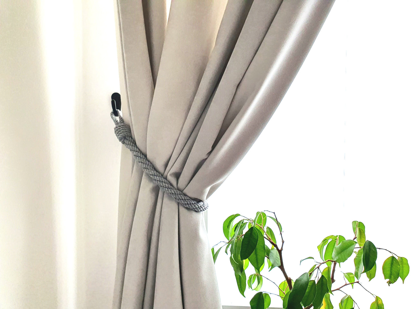 Grey Cotton Rope Curtain Tieback