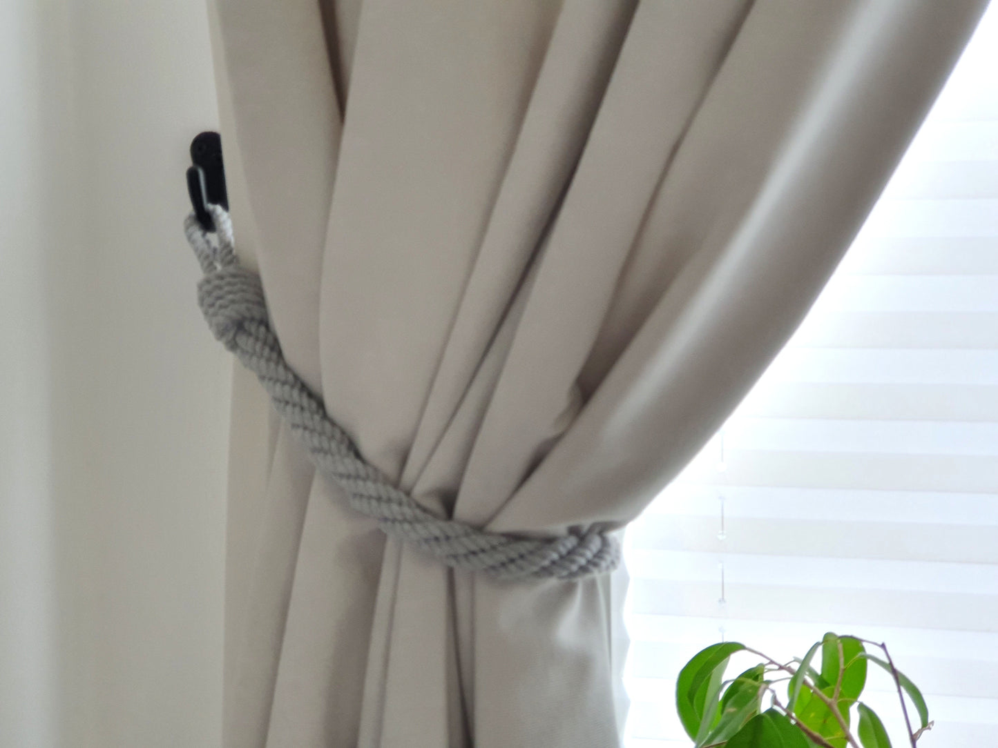 Grey Cotton Rope Curtain Tieback