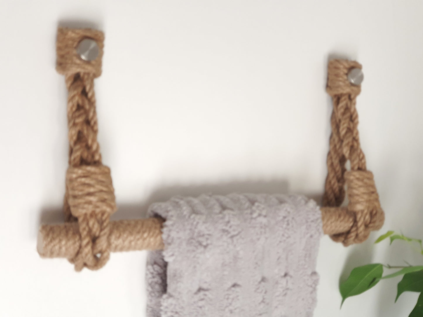 Jute Rope Towel Bar - Jute Wrapped Rod Wall Mounted Rustic Bathroom Decor