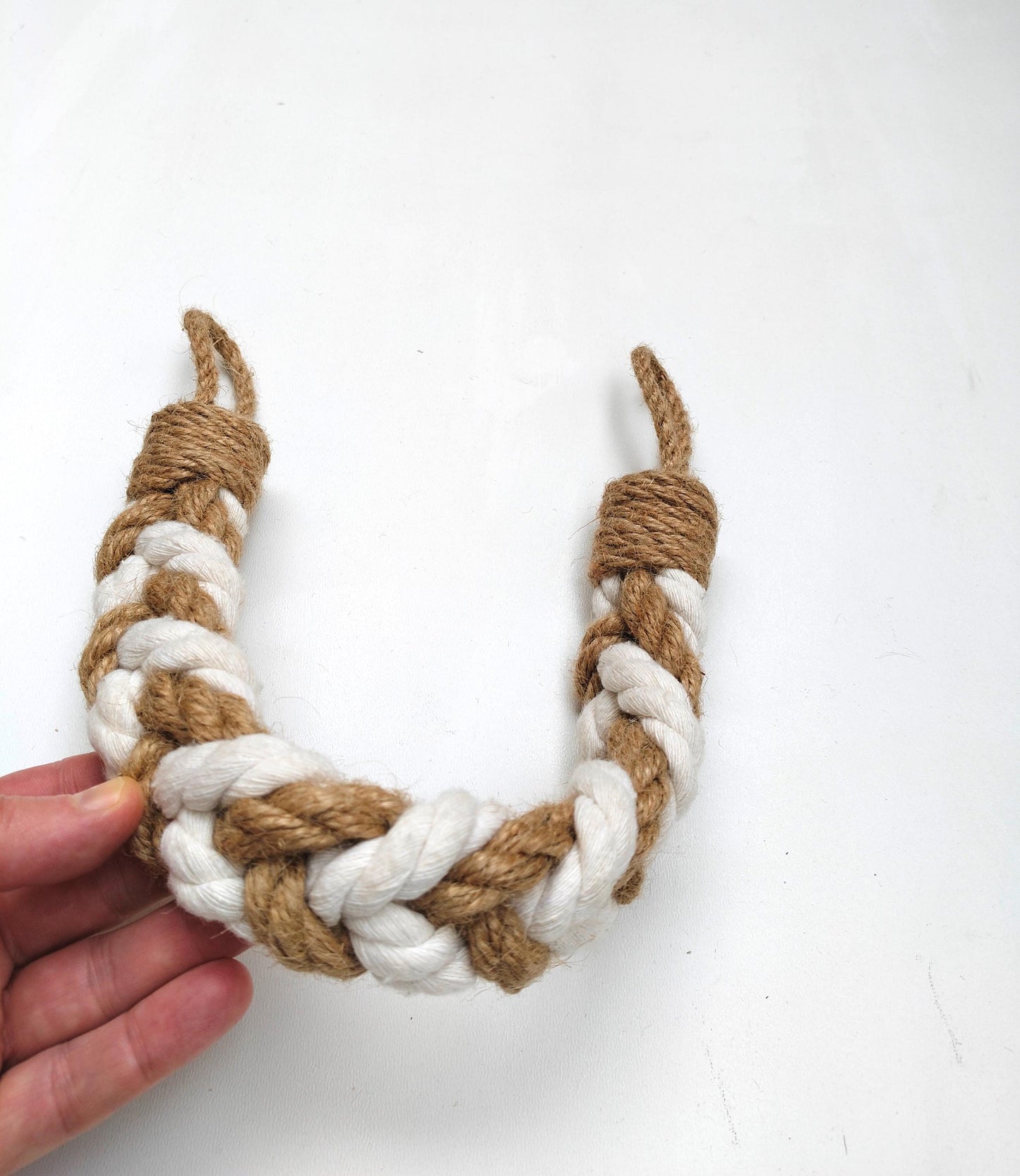 Handmade Jute Curtain Tieback - White Rope Nautical Holdback