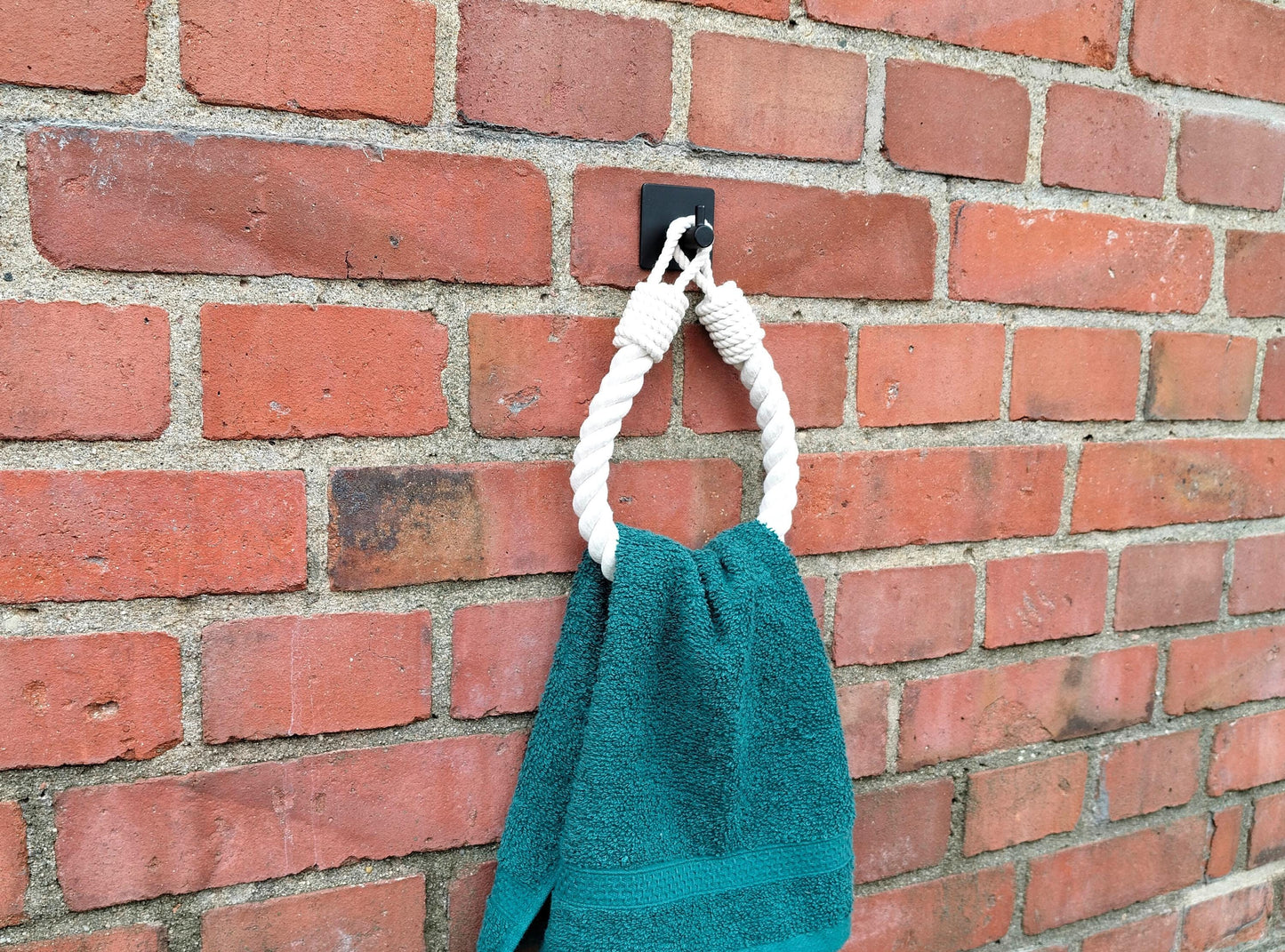 Handmade Cotton Rope Towel Holder - Minimalist No-Drill Wall Mount