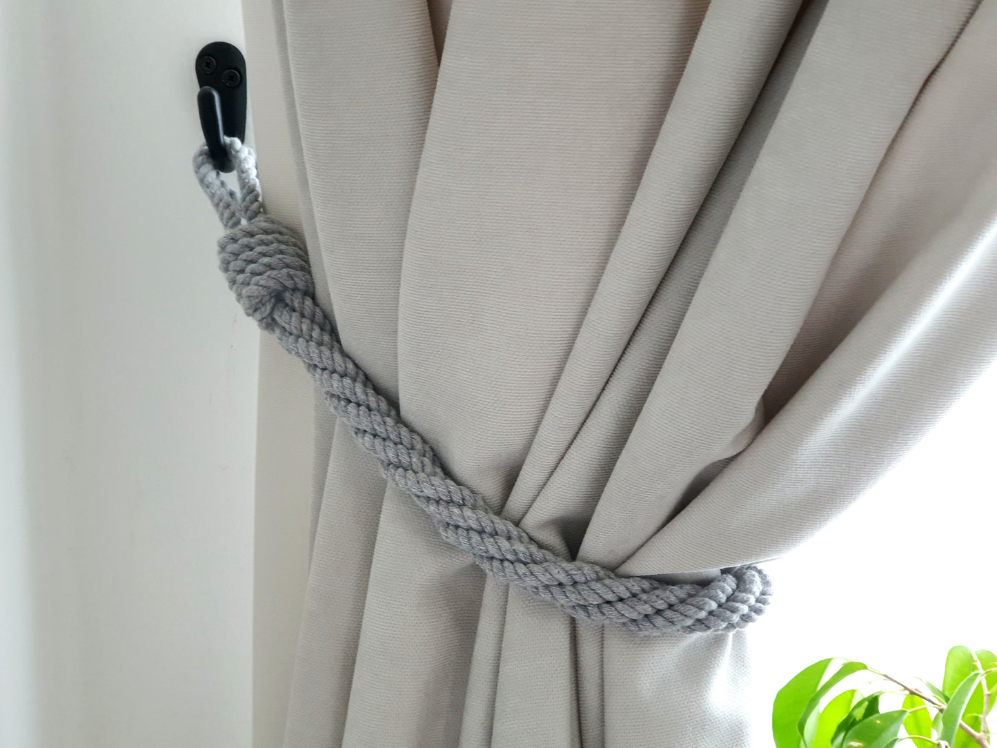 Grey Cotton Rope Curtain Tieback