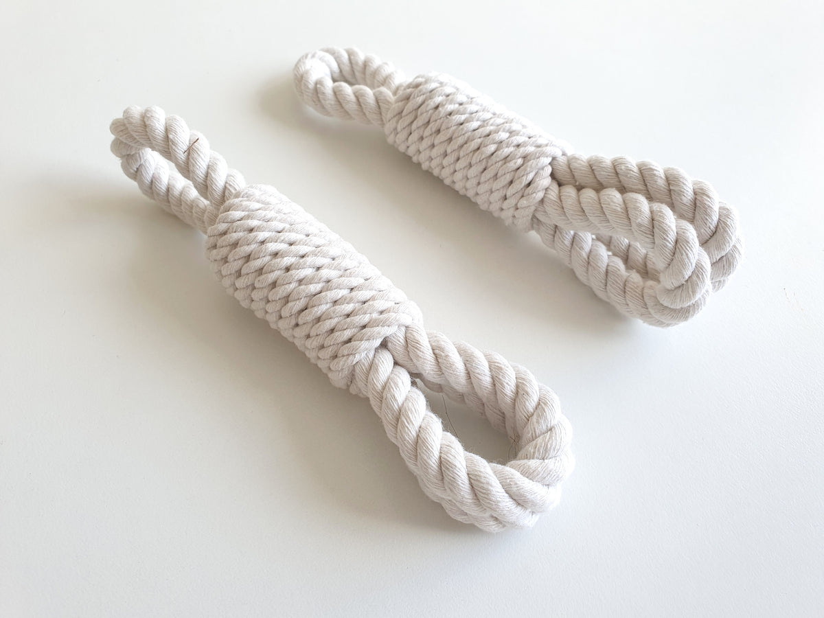 Handmade Cotton Rope Towel Holder, Wooden Rod, Chrome Hooks, Farmhouse Scandinavian Decor