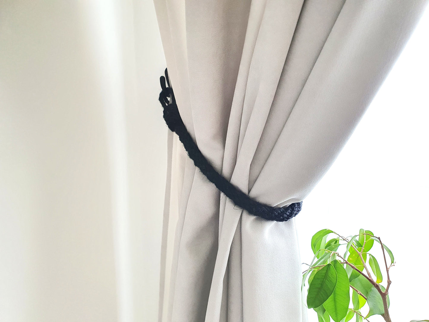 Black Jute Rope Curtain Tieback