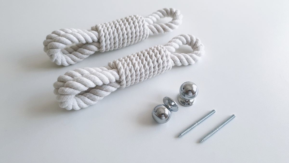 Cotton Rope Towel Holder, Wooden Bar, Scandinavian Rustic Decor