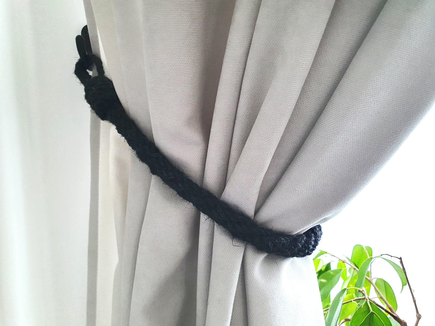 Black Jute Rope Curtain Tieback