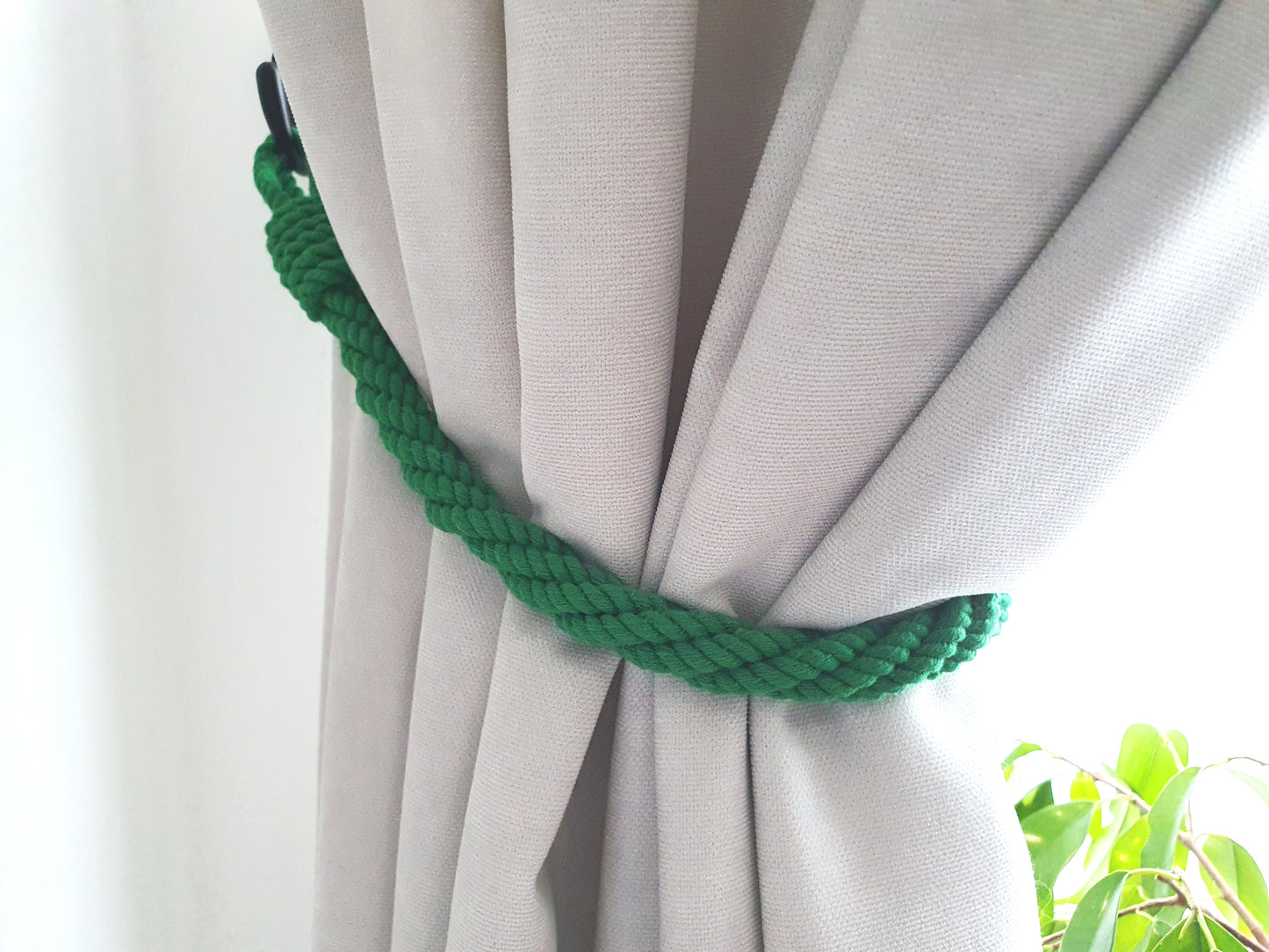 Dark Green Cotton Rope Curtain Tieback
