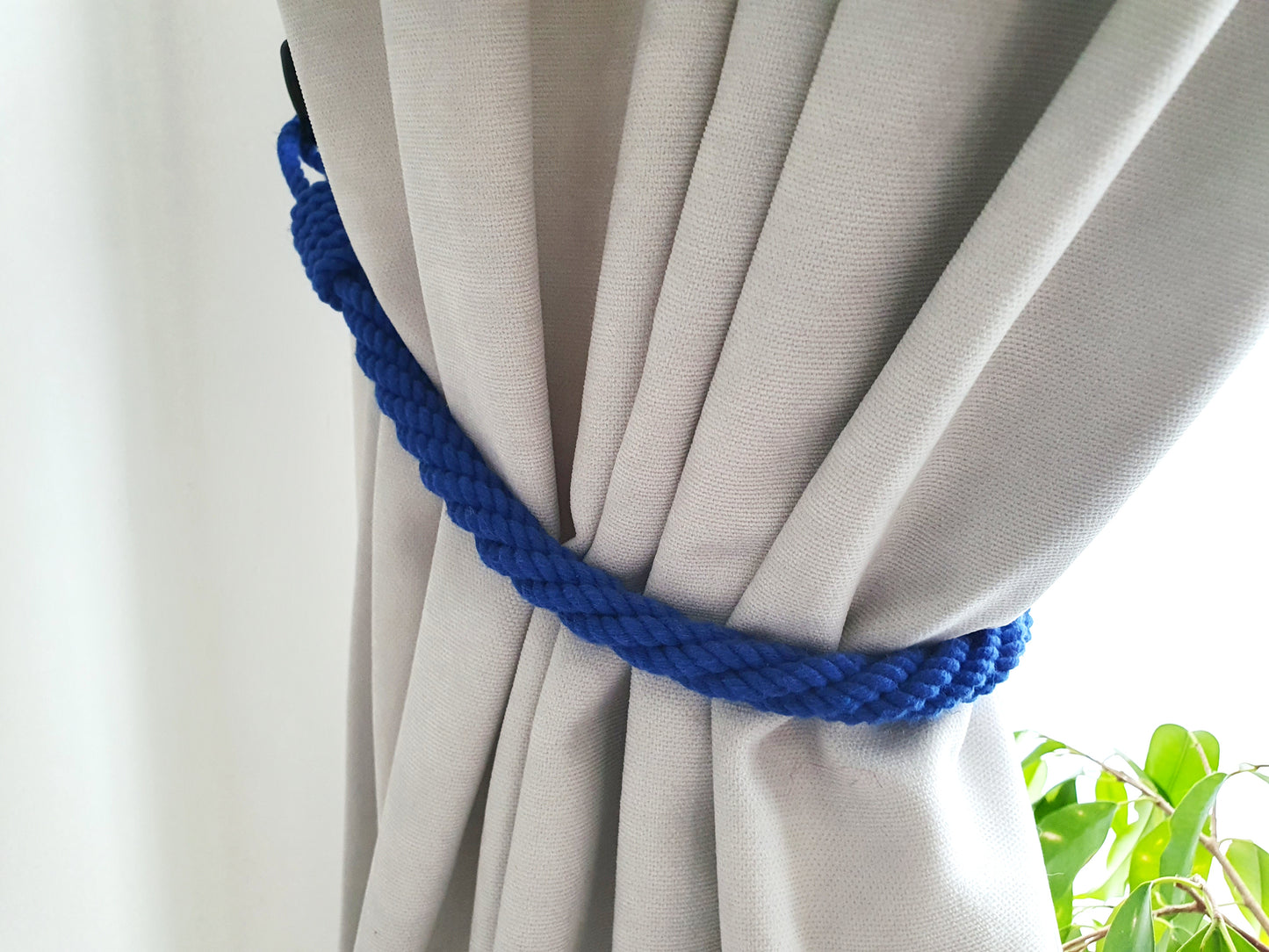 Blue Cotton Rope Curtain Tieback