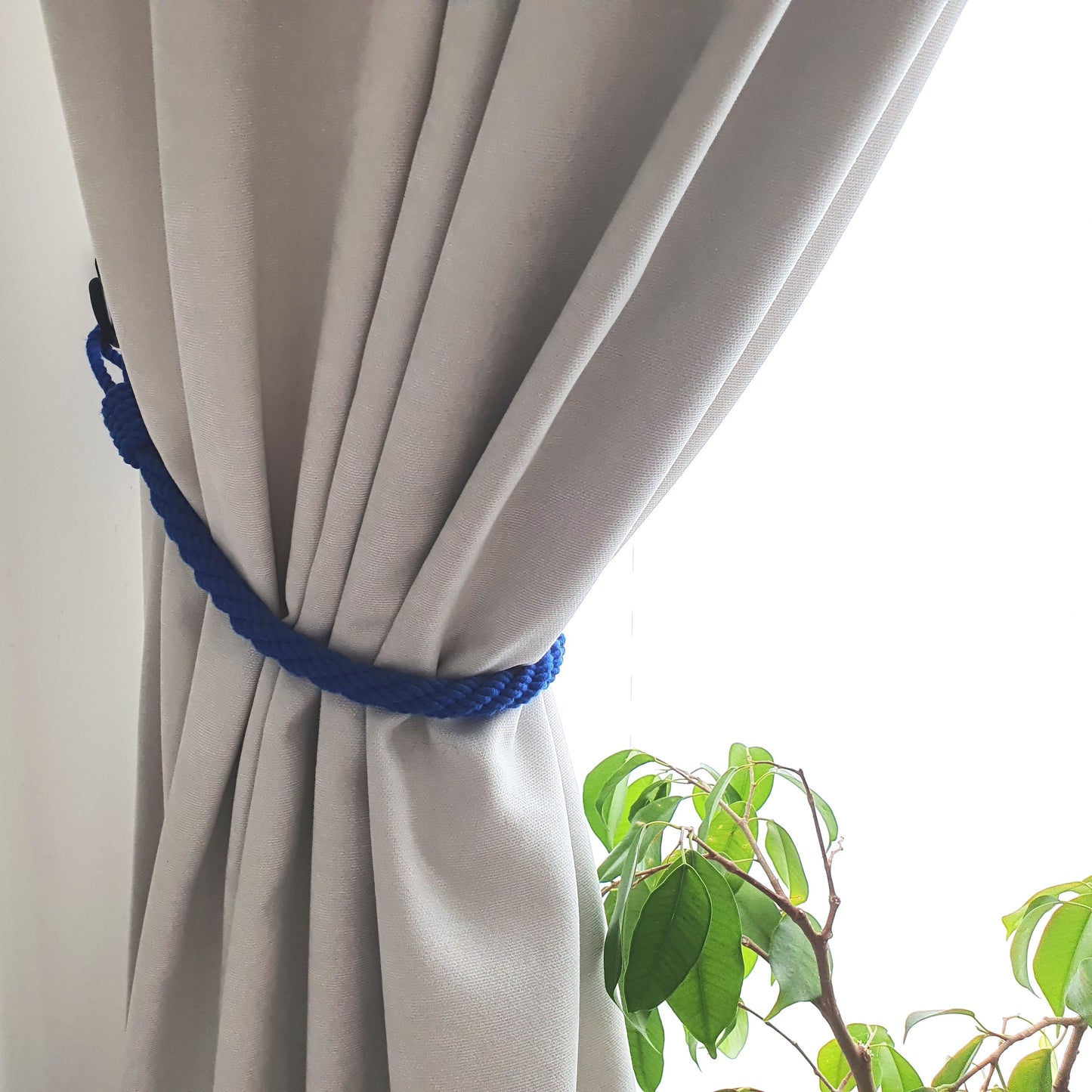 Blue curtain tieback rope cotton natural eco modern farmhause sea