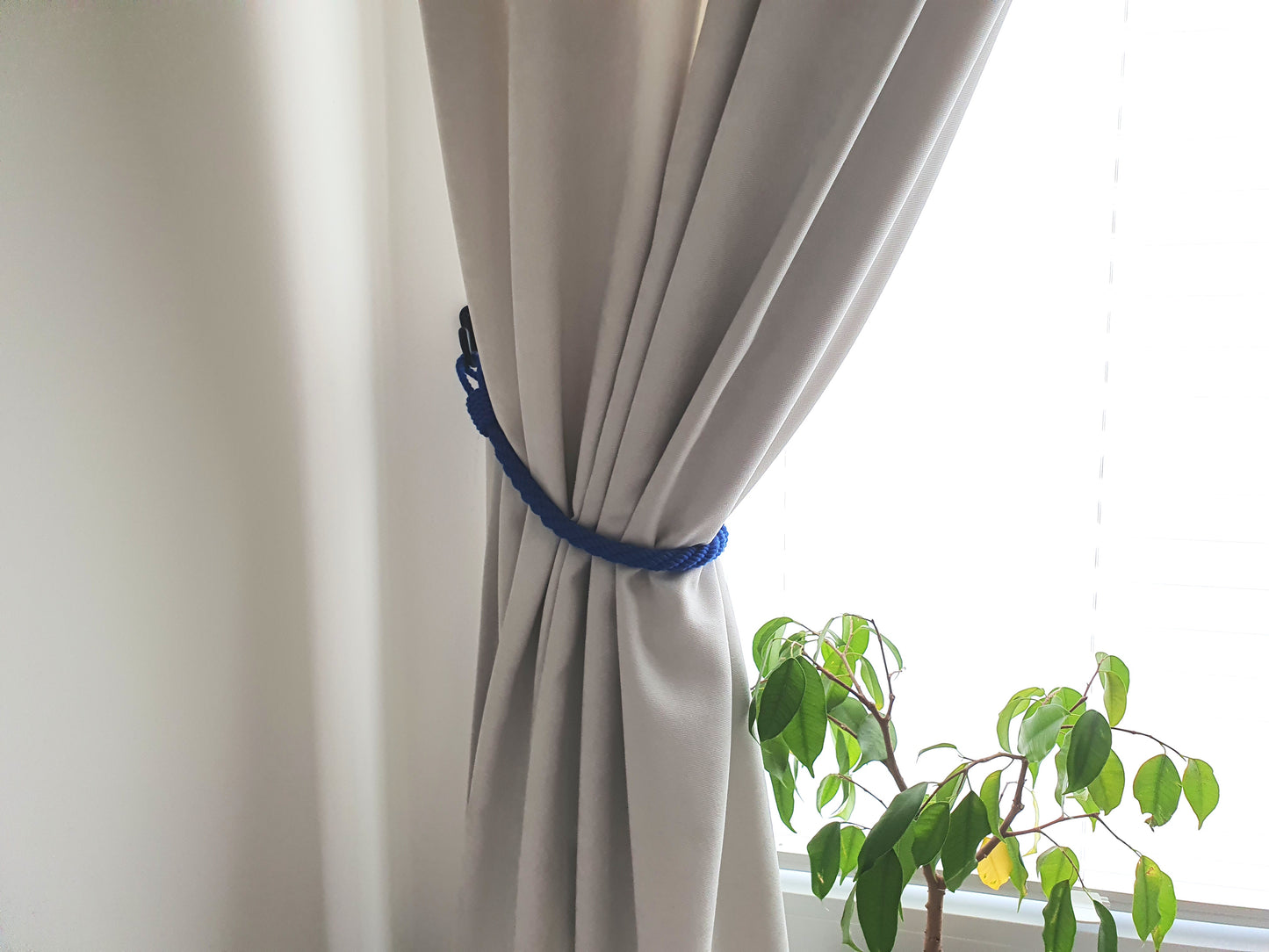 Blue Cotton Rope Curtain Tieback