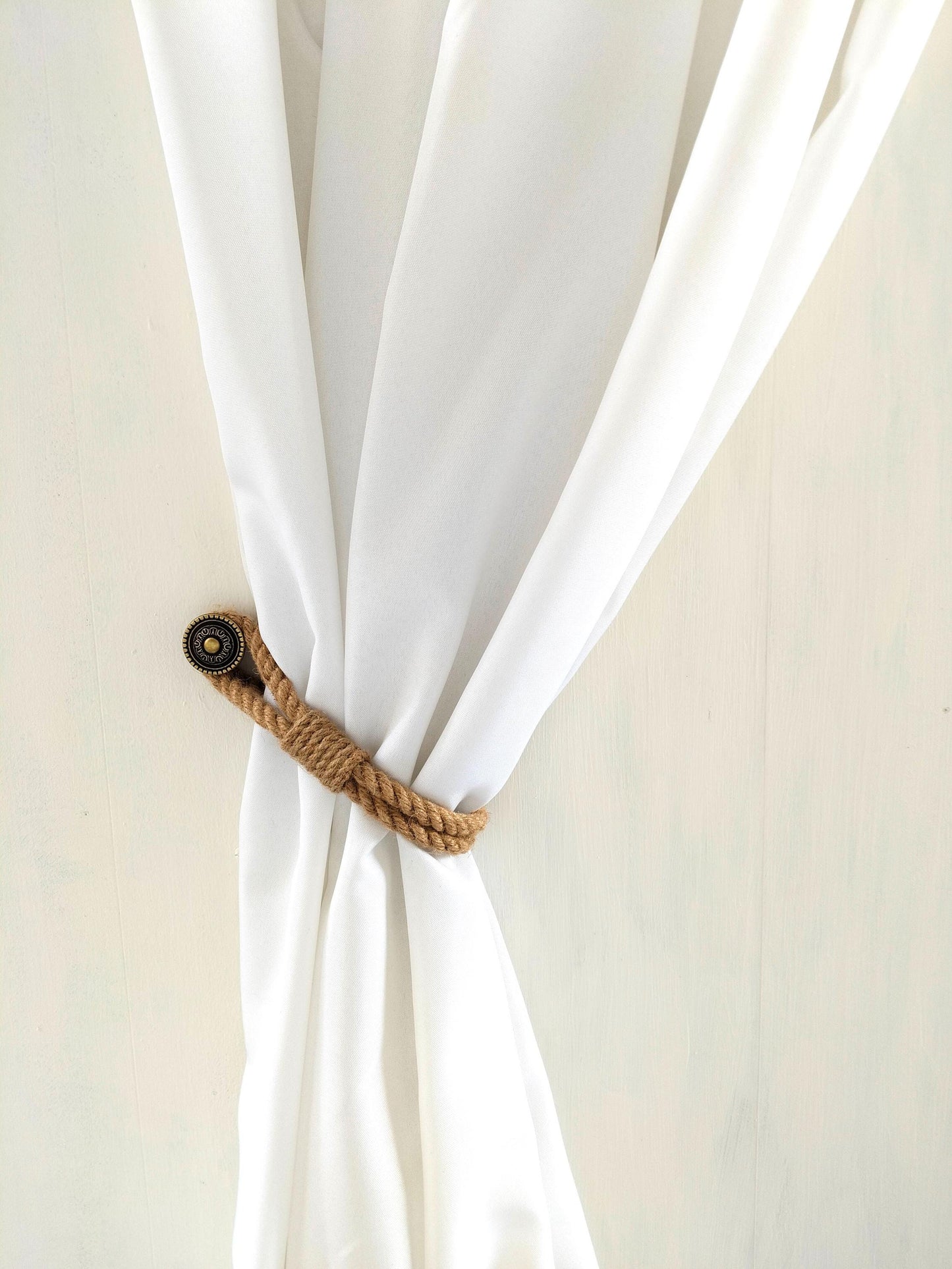 Handmade Jute Curtain Tieback - Natural Rope Holdback Rustic Boho Decor