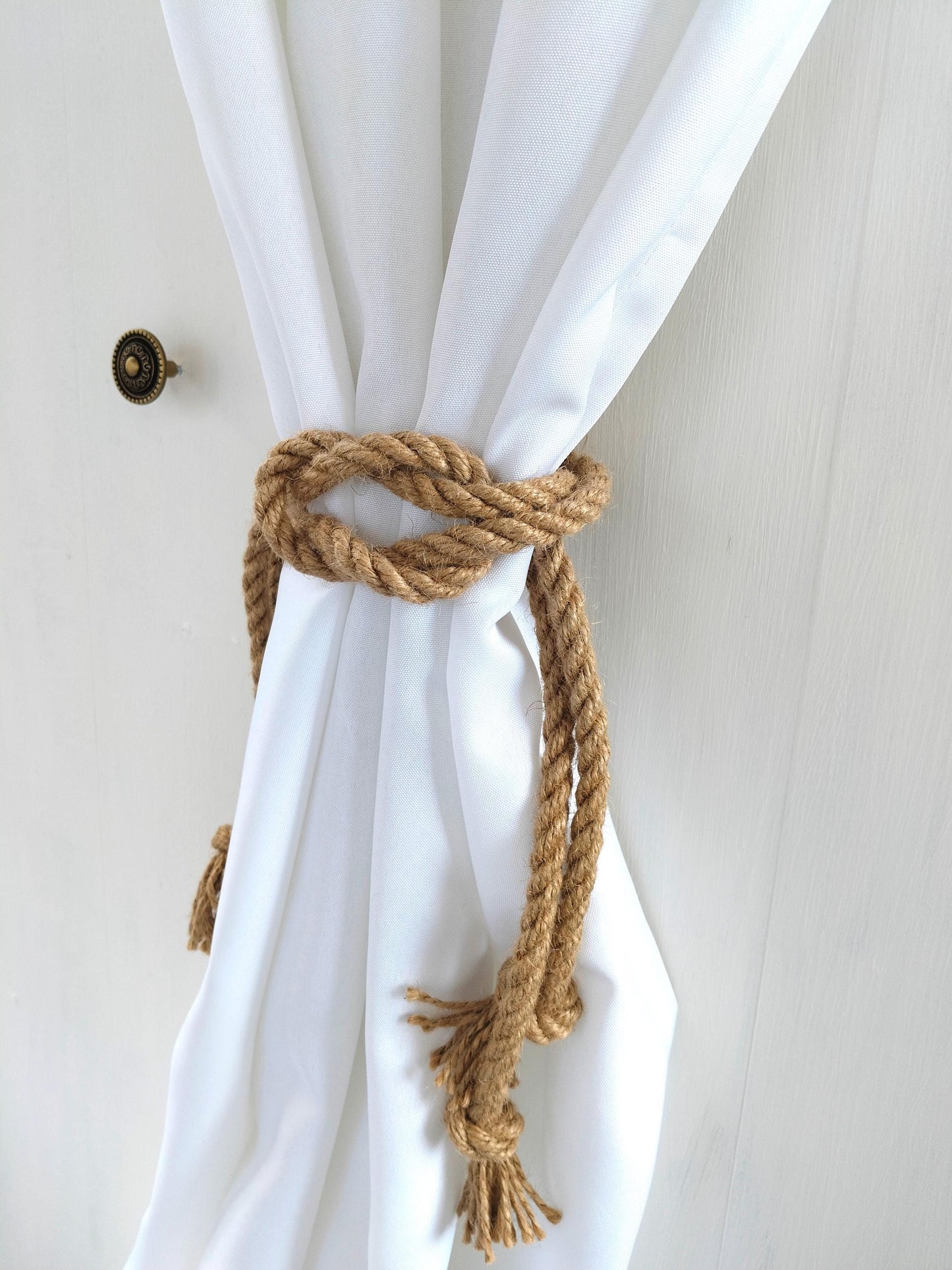 Handmade Jute Curtain Tieback - Square Knot Rope Holdback