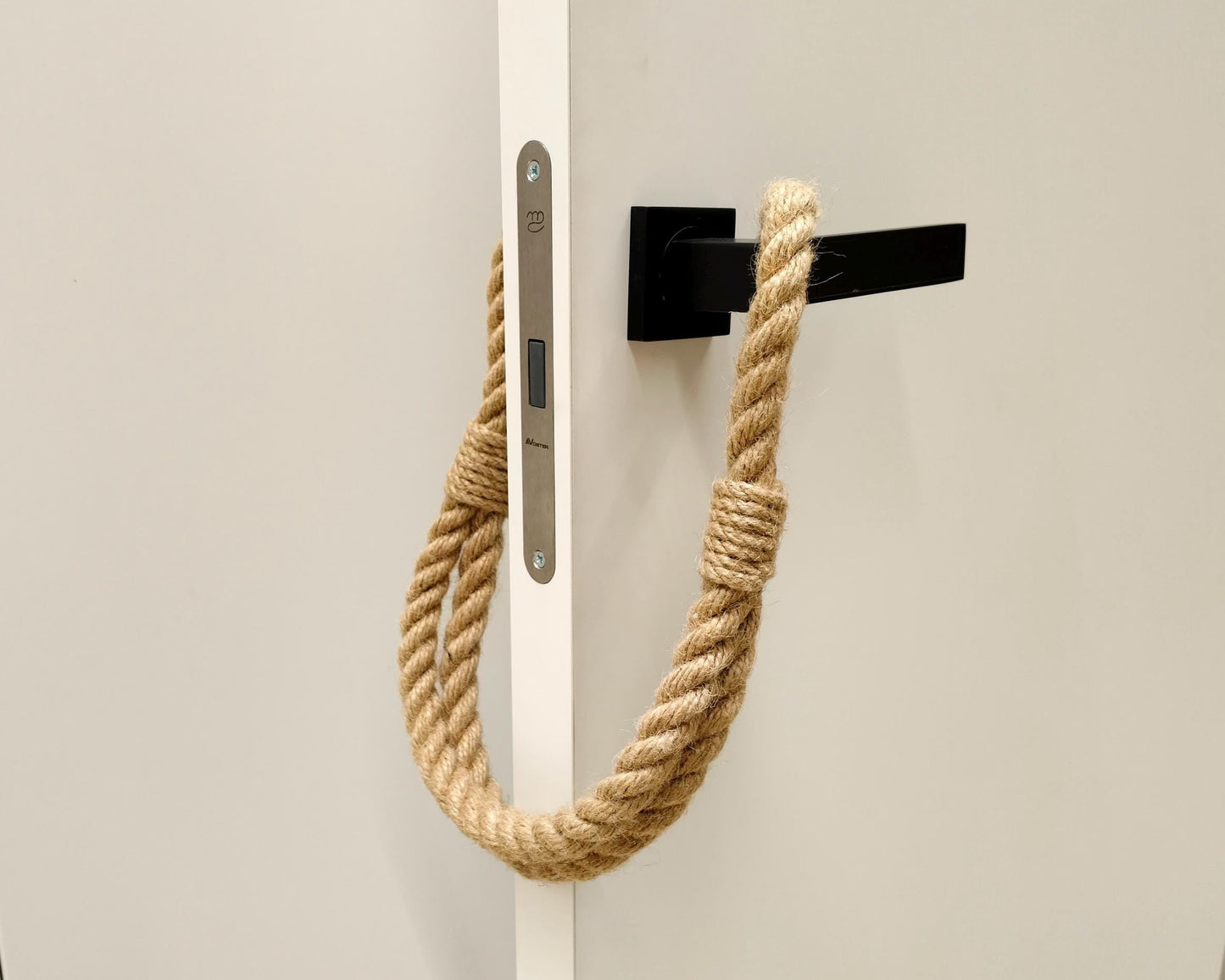 Handmade Beige Jute Rope Door Stopper - Natural Boho Weighted Doorstop