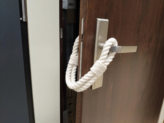 Handmade White Cotton Rope Door Stopper - Natural Boho Weighted Doorstop