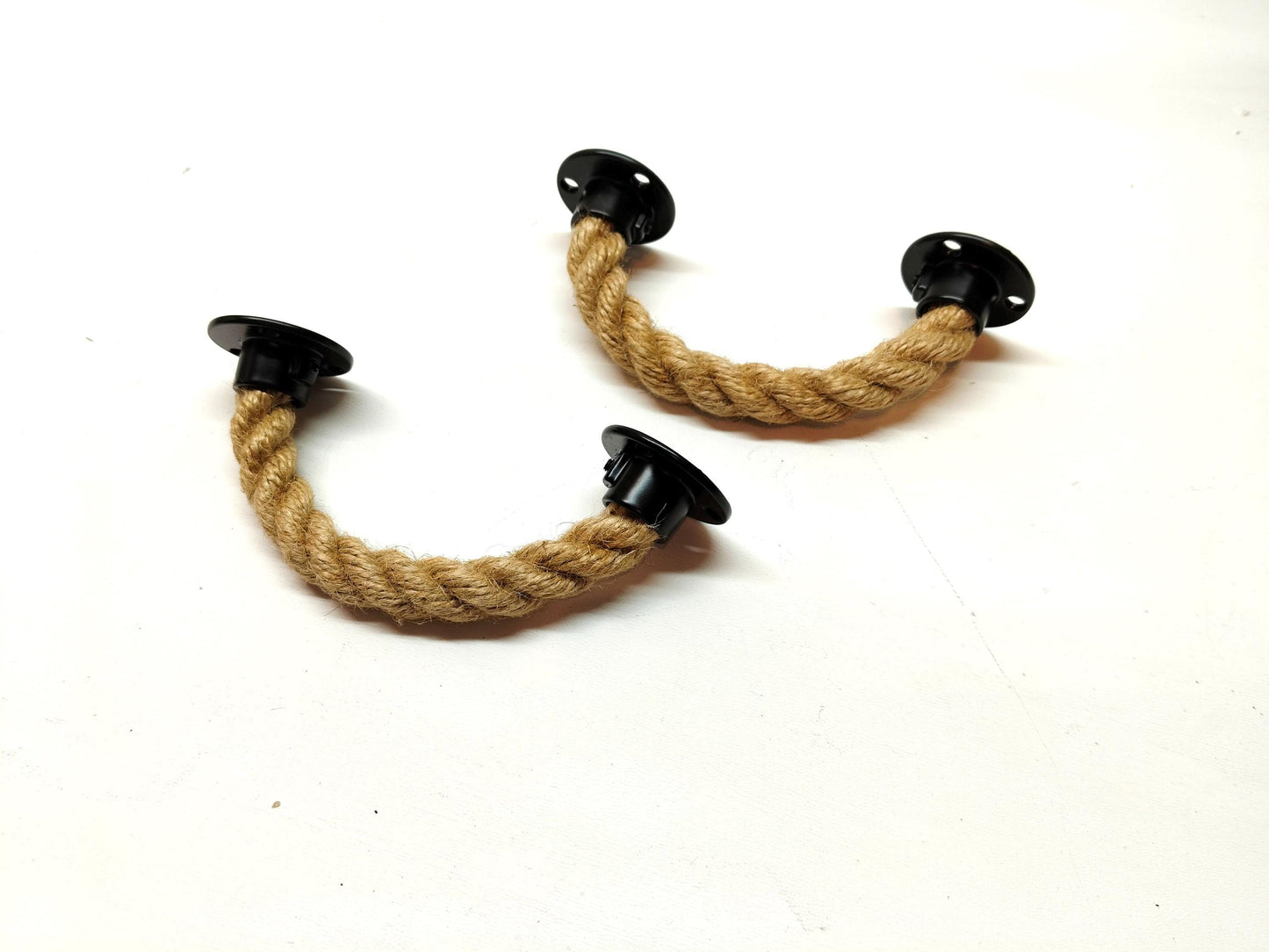 Handmade Jute Rope Drawer Pull - Black Hardware Rustic Cabinet Handle