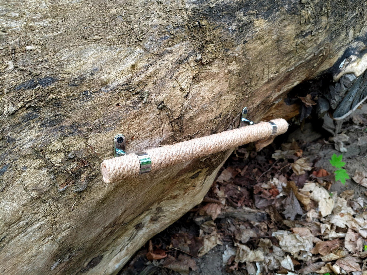 Handmade Jute Rope Towel Holder - Rustic Bathroom Towel Bar 40cm