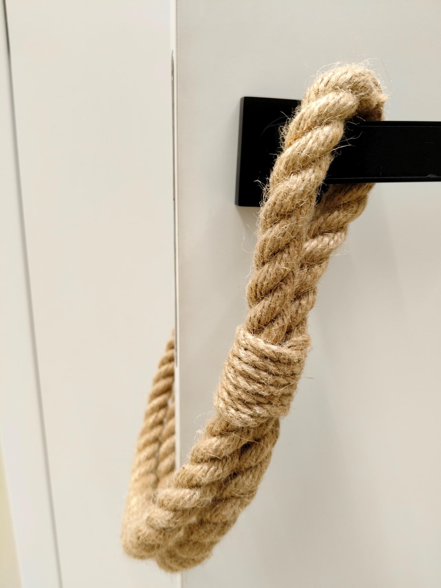 Handmade Beige Jute Rope Door Stopper - Natural Boho Weighted Doorstop