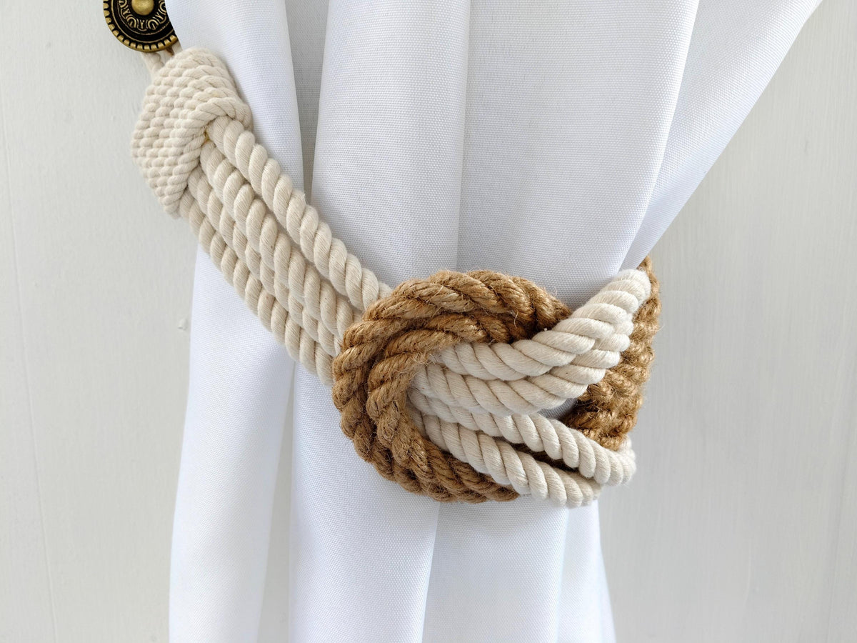 Curtain Tieback - Jute & Cotton Rope Double Square Knot