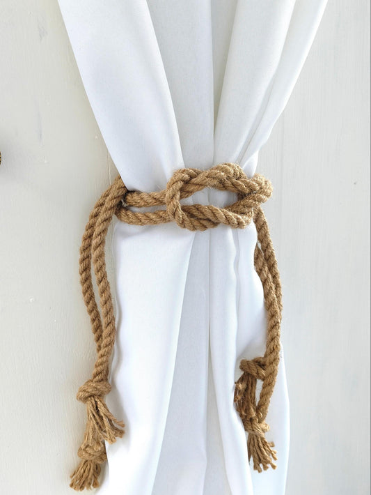 Handmade Jute Curtain Tieback - Square Knot Rope Holdback