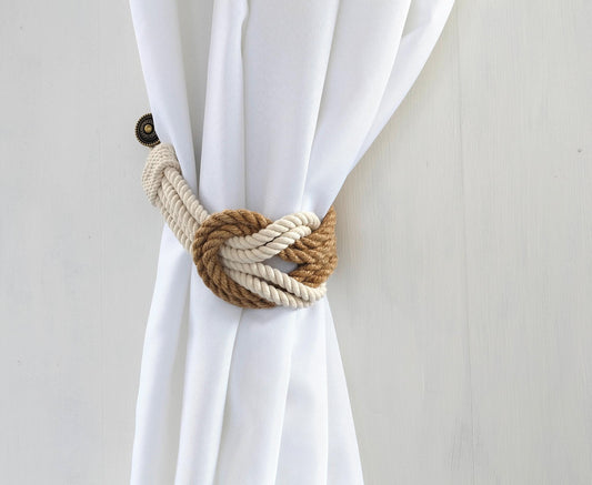 Curtain Tieback - Jute & Cotton Rope Double Square Knot