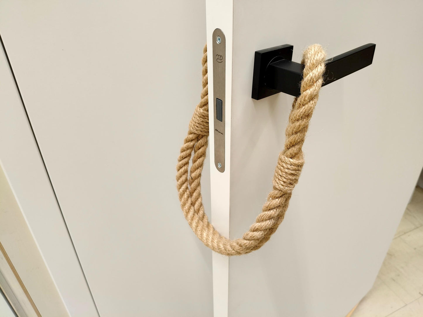 Handmade Beige Jute Rope Door Stopper - Natural Boho Weighted Doorstop